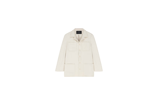 Veste blanche U64 femme vue de face, légère et élégante pour l'été