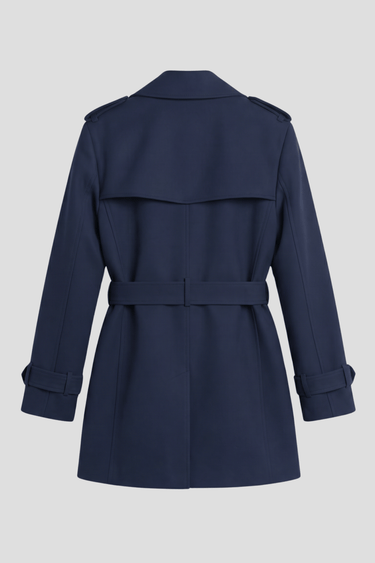 B61 trench officier déperlant bleu marine en coton pour femme — Coulange 1918 — vue de dos