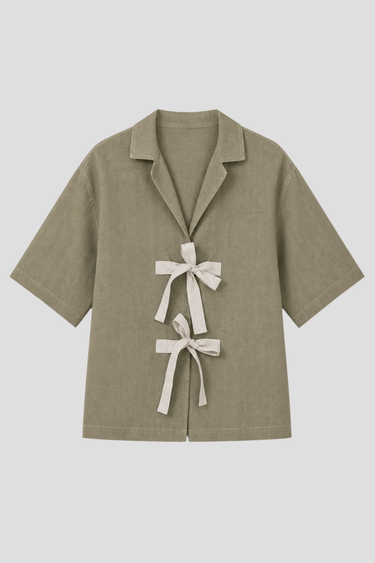 Veste Kimono C48 en lin pour femme par Coulange 1918 — confection artisanale française — vue de face