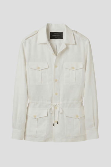 U51 Veste Saharienne Lin blanc pour homme par Coulange 1918 — confection artisanale française — vue de face