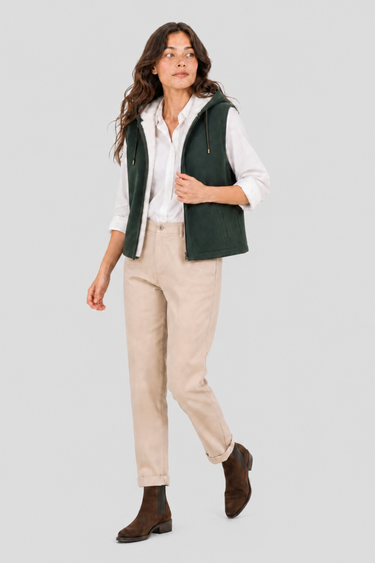 Veste sans manches M17 en coton pour femme par Coulange 1918 — confection artisanale française — détail
