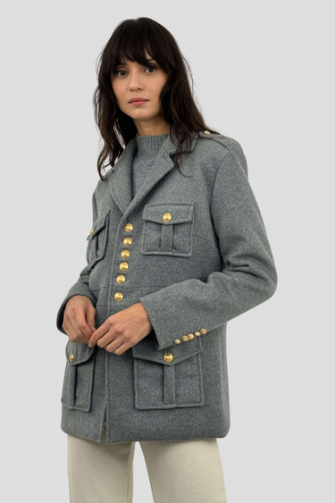 Veste Saharienne drap de cachemire gris G12 Coulange