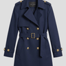 B61 trench officier déperlant bleu marine en coton pour femme — Coulange 1918 — vue de face