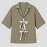 Veste Kimono C48 en lin pour femme par Coulange 1918 — confection artisanale française — vue de face