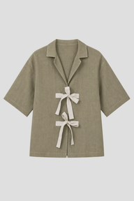 Kimono C48 jacket in linen for women by Coulange 1918 — French artisanal manufacturing — front view