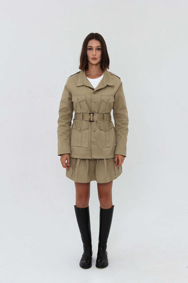 Veste Safari Beige Ceinture Femme Été